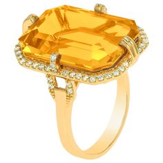 Citrine Emerald Cut Ring with Diamonds in 18K Yellow Gold, from 'Gossip' Collection Stone Size: 10 x 15 mm Gemstone Weight: 5.9 Carats Diamonds:G-H / VS, Approx Wt: 0.28 Carats Prasiolite Ring, Emerald Cut Ring, Sapphire Cocktail Ring, Emerald Cut Rings, White Diamond Ring, Gold Cocktail Ring, Creative Stuff, Diamonds Ring, Diamond Cocktail Rings