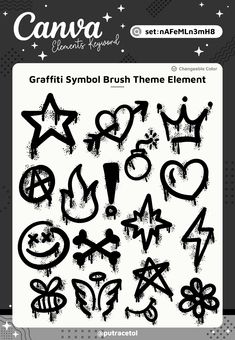 Graffiti Symbol Brush - Collection - Canva Theme Element - Set : nAFeMLn3mH8 - Street Art - Urban Canva Theme, Spray Paint Font, Spray Paint Shirt, Graffiti Text, Graffiti Logo, Graffiti Words, Graffiti Writing