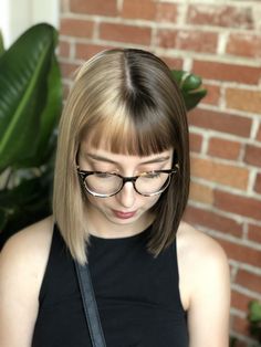 Natural Half and Half Hair by Lisa Foote in Regina, Sask, CA. Split Dyed Hair Straight, Half Colour Hair, Natural Color Split Dye, Half Blonde Half Brown Short Hair, Split Dyed Bob, Natural Split Dye, Hair Color Ideas For Brunettes Edgy, Half Bleached Bangs