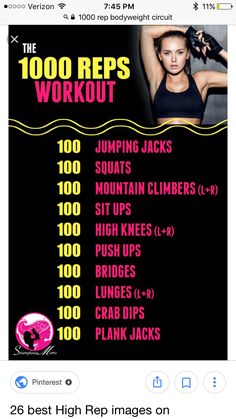 a poster for the 100 reps workout program