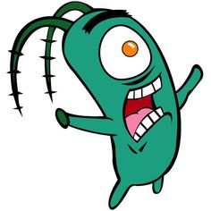 a green cartoon character with its mouth open