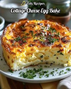 cottage cheese egg bake on a white plate