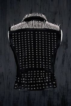 Studded Leather Vest, Leather Vest Jacket, Fun Beauty Products, Punk Vest, Biker Wear, Leather Face Mask, Leather Button Up, Studs And Spikes, Studded Leather Jacket