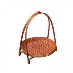 a wicker basket with handles is shown on a white background