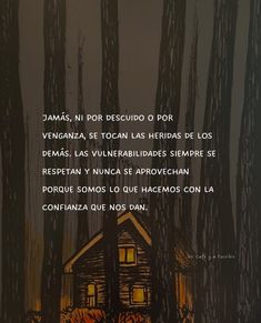 an image of a house in the woods with words above it that read, james, n por descujo o por