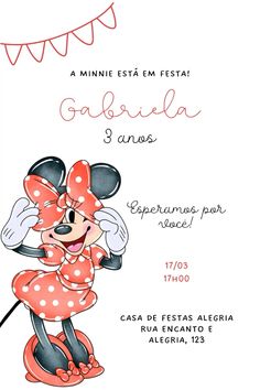 a minnie mouse birthday party card