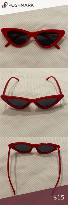 NEVER USED Red cat eye sunglasses Never used Cat eye  Red Perfect condition Accessories Sunglasses Chic Red Sunglasses For Spring, Casual Red Sunglasses For Spring, Red Cat Eye Sunglasses, Red Cat Eye, Red Cat, Colored Sunglasses, Accessories Sunglasses, Cat Eye Sunglasses, Lady In Red