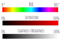 the different colors of light that can be seen in this image, including hue and saturation