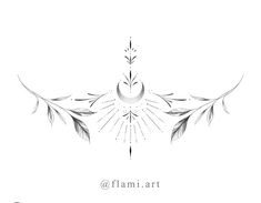 a drawing of a bird with leaves on it's wings and the word flami art