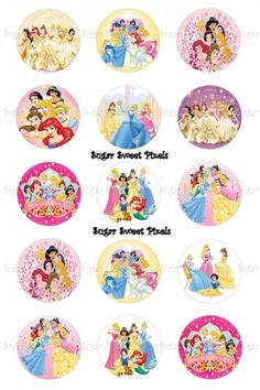 the disney princess stickers are all in different colors and sizes, including one for each girl