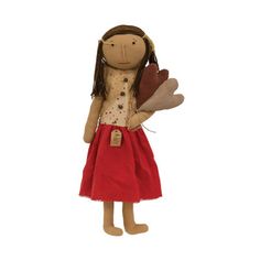 a stuffed doll is holding two leaves