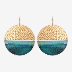 Issoria Disc-Shaped Earrings Ocean Inspired Earrings, Ear Art, Butterfly Earrings Gold, Bamboo Earrings, Hammered Brass, Jewelry Tags, Statement Earring, Daisy Earrings, Hammered Metal