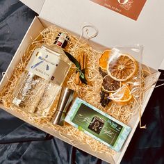 an orange and gin gift set in a box