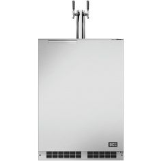 a stainless steel dishwasher with two faucets on the front and one faucet on the back