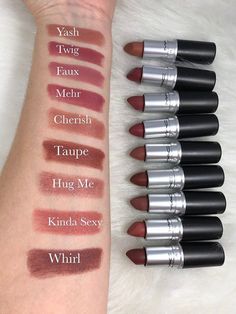 Mac Nude Lipstick, Matte Make Up, Mac Lipstick Swatches, Mac Lipstick Shades, Alat Makeup, Lipstick Kit, Halloween Makeup Easy, Lipstick Swatches, Nude Lipstick