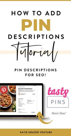 the pin description is shown with text that reads, how to add pin descriptions for food