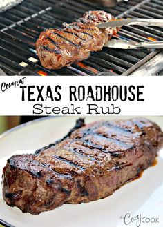 steak on the grill with texas roadhouse steak rub