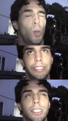 three different shots of a man making faces