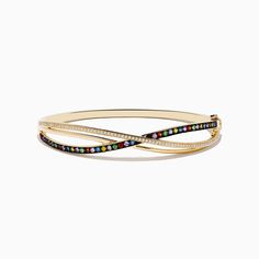 Effy Watercolors 14K Yellow Gold Multi Sapphire Bangle Elegant Multicolor Gold Bangle Bracelet, Elegant Rainbow Colored Bangle Jewelry, Elegant Rainbow Multi-stone Bracelets, Multicolor Multi-stone 14k Gold Bracelets, Elegant Rainbow Round Bracelets, Multicolor 14k Gold Bracelets For Formal Occasions, Sapphire Bangle, Multi Sapphire, Effy Jewelry