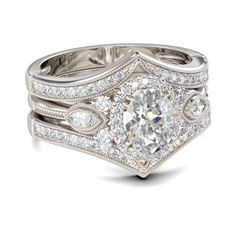 a white gold diamond ring set