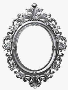 an ornate silver frame on a white background