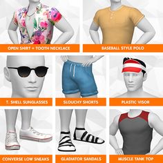 an image of different types of clothing on mannequins