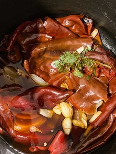 the food is prepared and ready to be cooked in the pot on the stove top