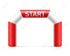 a red and white start sign with the word start on it stock photo - 9579