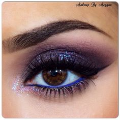 Deep purple glitter eyeshadow with blue waterline #eye #makeup #eyes #eyeshadow #smokey #dark #dramatic #bold Makeup Tips For Brown Eyes, Best Makeup Tips, Eyes Brown, Spring Makeup, Colorful Eyeshadow, Glitter Eyeshadow, Eye Make, Best Makeup