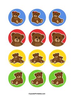 teddy bear stickers with different shapes and colors