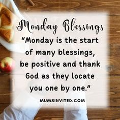 two people holding hands over a table with bread and fruit on it that says monday blessing