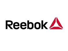 the reebok logo is shown on a white background with blue letters that read reebok