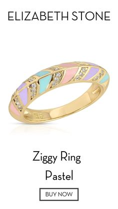 Inspired by our best selling Bowie necklace, and ode to Bowie himself. Our new Ziggy ring band adds a pop of playful color with glimmering micro pave cz stones. 14k gold plated brass micropave cz stones hand enameled Elizabeth Stone, Pastel Galaxy, Ring Band, Micro Pave, Cz Stone, Stackable Rings, Rose Gold Ring, Jewelry Gift, Band Rings