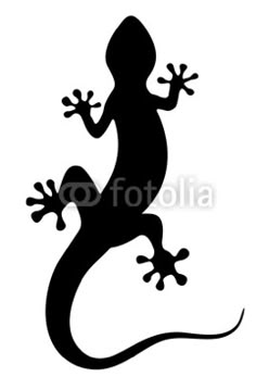 a black and white silhouette of a lizard