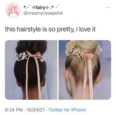 Ballet Hairstyles Braids, Ballet Inspired Hairstyles, Coquette Hair Short, Croquette Hair, Hair Ribbon Aesthetic, Ballet Aesthetic Hair, Black Ribbon In Hair, Ballet Ribbon, Coquette Ribbon Hair