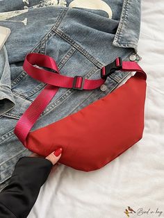 Bird in Bag - Summer Fashionable Simple Zipper Waist Bag Trendy Red Nylon Shoulder Bag, Trendy Nylon Bag With Zipper Pouch, Trendy Nylon Bag With Zipper Closure, Bag Summer, Red Pattern, Bird In Bag, Waist Bag, Sling Bag, Red Color