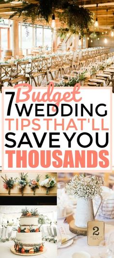 a collage of photos with the words budget wedding tips that are insanely smart