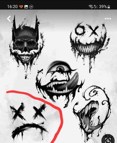 an image of some scary face tattoos on a cell phone screen with the text, i love