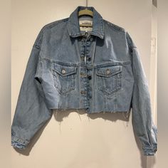 Nwt; Zara By Trf Crop Denim Jacket Sz:Xs Distressed Jean Jackets For Women, Crop Denim Jacket, Blue Jean Jacket, Cropped Denim Jacket, Zara Jackets, Jean Jackets, Blue Jean, Jean Coat, Jean Jacket