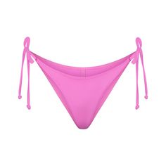 Swimwear | SKIMS Pink Swimwear With Side Ties For Vacation, Pink Swimwear With Side Ties, Neon Bikinis, Cute Swimsuits, Swim Bottoms, Swimming, Neon