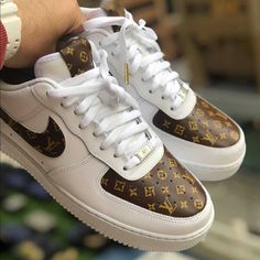 Experience luxury and style in every step with the Brown LV Custom Air Force 1. Designed with premium craftsmanship, these sneakers combine the iconic Air Force 1 silhouette with the timeless Louis Vuitton monogram print. Elevate your footwear game with these one-of-a-kind kicks.

- Brand new with box
- Hand-painted with Angelus Leather Paints
- Worldwide shipment. 
- All customs are waterproof  scratch resistant.
- Simply select your correct size!!! Lv Air Force 1, Air Force 1 Sneakers, Air Force 1 Custom, Custom Air Force 1, Sneaker Games, Custom Nikes, Unique Shoes, Custom Sneakers, Nike Cortez