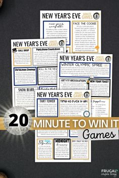 the new year's eve game is shown with text overlays that reads 20 minutes to win it games