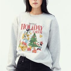 Disney X H&M Home For The Holidays Sweatshirt New Size Small Stock Phot Slightly Different Disney Holiday, Home For The Holidays, Holiday Sweatshirt, Sweatshirt Fabric, Knit Turtleneck Sweater, Belted Coat, Disney Tops, Holiday Cheer, Fashion Company