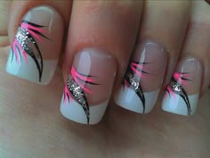 Stripey Nail Ideas, Pretty Nail Art Designs French Tips, Cute Short French Tip Nails, Different French Manicure Ideas, Diy Art Deco, Deco Nails, French Tip Nail Art, Fashionable Nails, Nagel Design