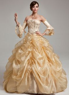 Ugly colour, but my girl loves this stuff. Maybe in red, hmmm 🤔 [AU$382.00] Ball-Gown Strapless Floor-Length Organza Prom Dresses With Ruffle Beading Sequins Belles Dress, Ruffle Beading, Cascading Ruffles, Belle Dress, Quinceanera Dress, Gold Champagne, Bridal Beauty, Gorgeous Gowns, Red Wedding