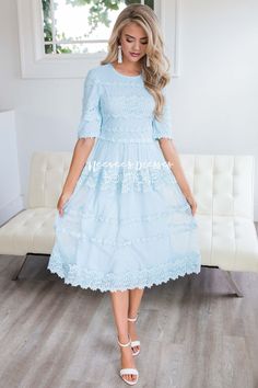 Cute Modest Dresses, Neesees Dresses, Modest Summer Dresses, Scalloped Neckline, Modest Wedding Dress, Modest Clothes, Modest Bridesmaid Dresses, Cute Modest Outfits, Modest Summer