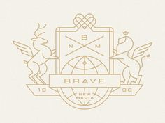 the logo for brave is shown in gold on a white background with an eagle and two birds