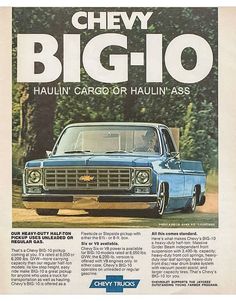 an advertisement for the chevrolet big - 10 car