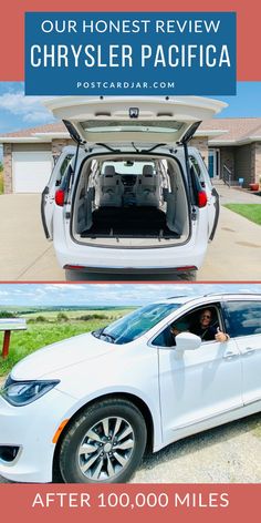 shows 2 images of a white Chrysler Pacifica Chrysler Minivan, Airline Travel, Chrysler Pacifica, Car Ideas, Road Trip Essentials, Minivan, Road Trip Fun, Trip Ideas, New Car