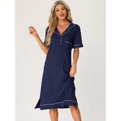 This soft fabric and breathable loungewear dress for women is constructed of 95% Viscose, 5% Spandex fabric, comfy, moisture-wicking, breathable, and skin friendly. Featuring maxi length and short-sleeved design, makes you feel cozy all night, and enjoy a comfortable sleep and sweet dream. Great for loungewear, nightwear, sleepwear, home bedroom, and daily wear. No matter the cozy bedtime, casual home relaxation, laze afternoon, or comfy bath, the soft and lightweight nightdress can accompany yo Loungewear Dress, Womens Pajamas, One Piece Clothing, Night Dress For Women, Lounge Dress, One Piece Pajamas, Hem Style, Womens Clothing Sizes, Dress For Women